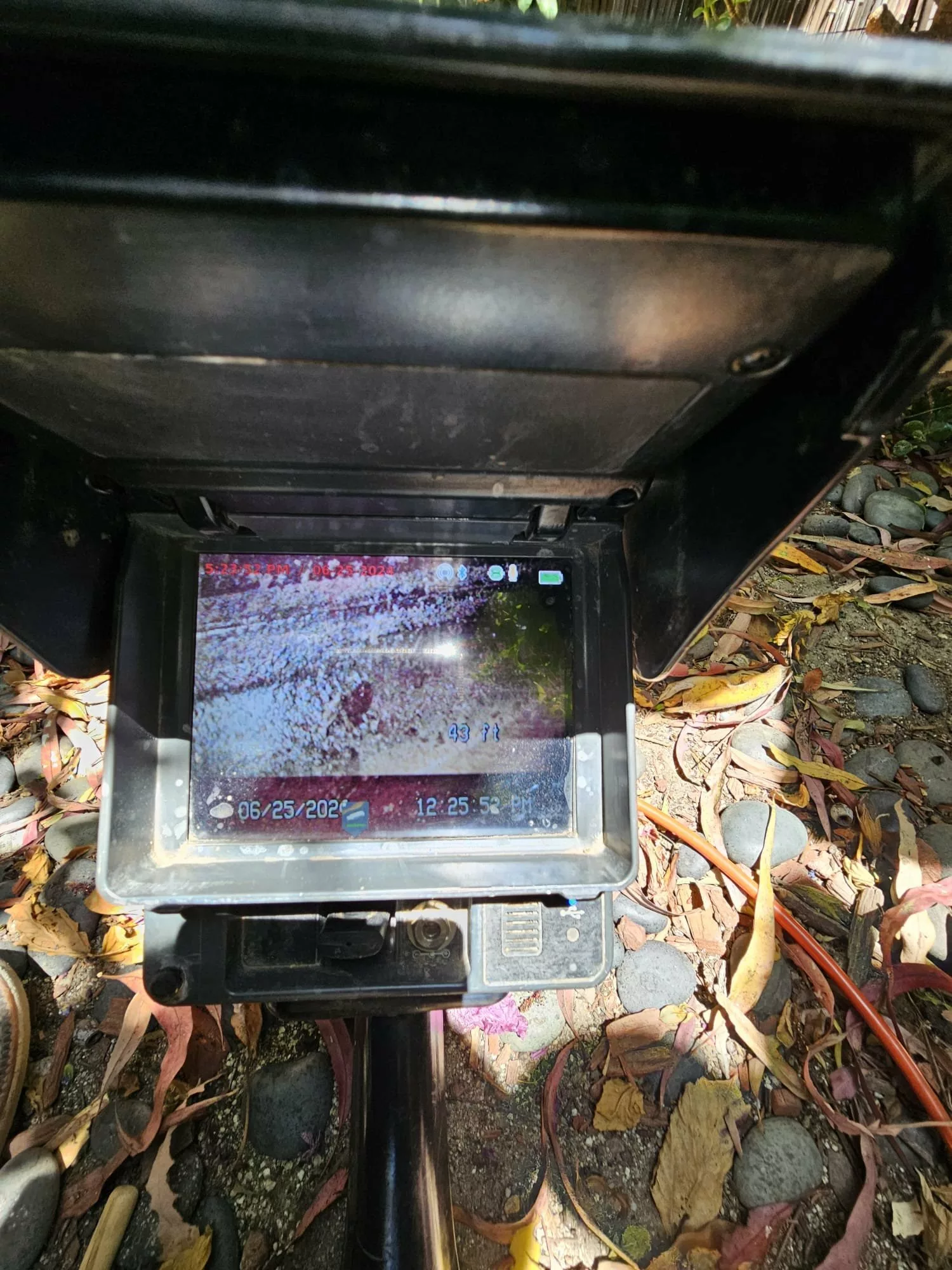 Viewing inside of pipe through drain pipe inspection camera